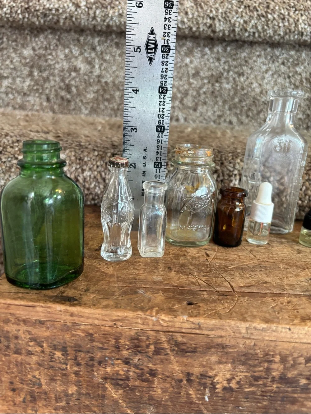 Vintage Clear Glass Apothecary Bottles Set - Clear and Amber